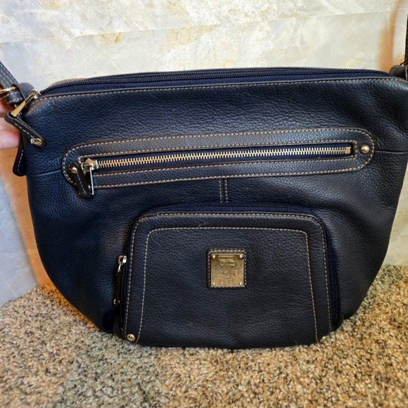 Tignanello Blue Silver Crossbody Bag with Structured Finish - Picture 1 of 8